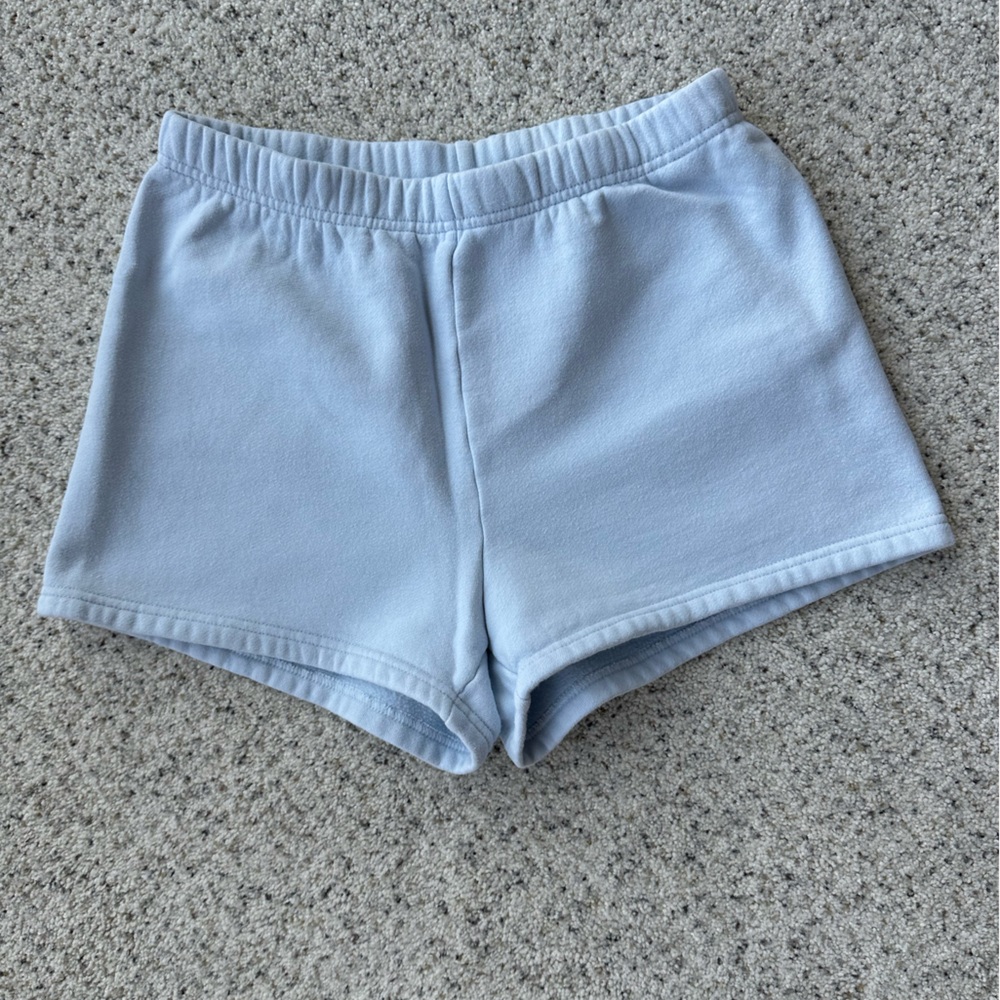 TNA CozyAF Fleece Shorts Light Blue Aritzia Women’s Small Elasticated Waistband